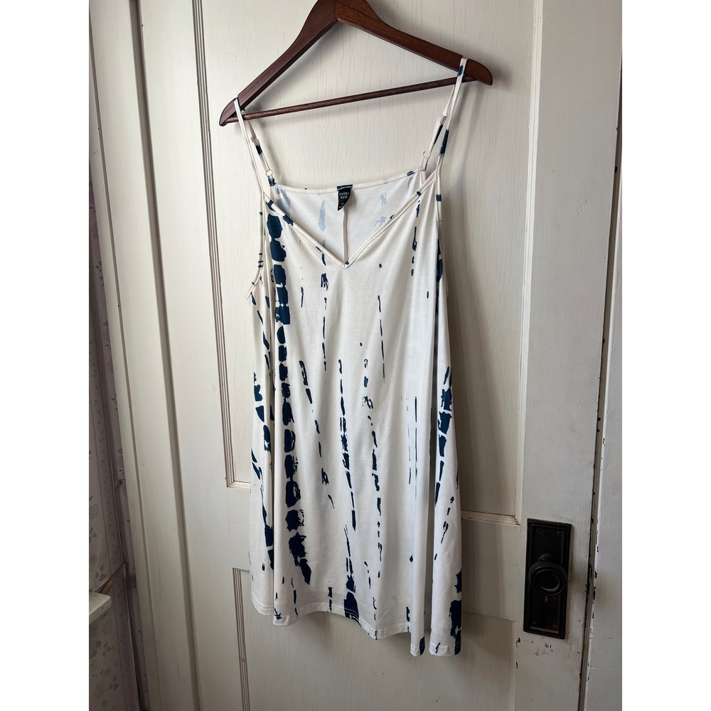 Emery Rose Tie Dye Cami Dress White Blue Plus Size 2XL
